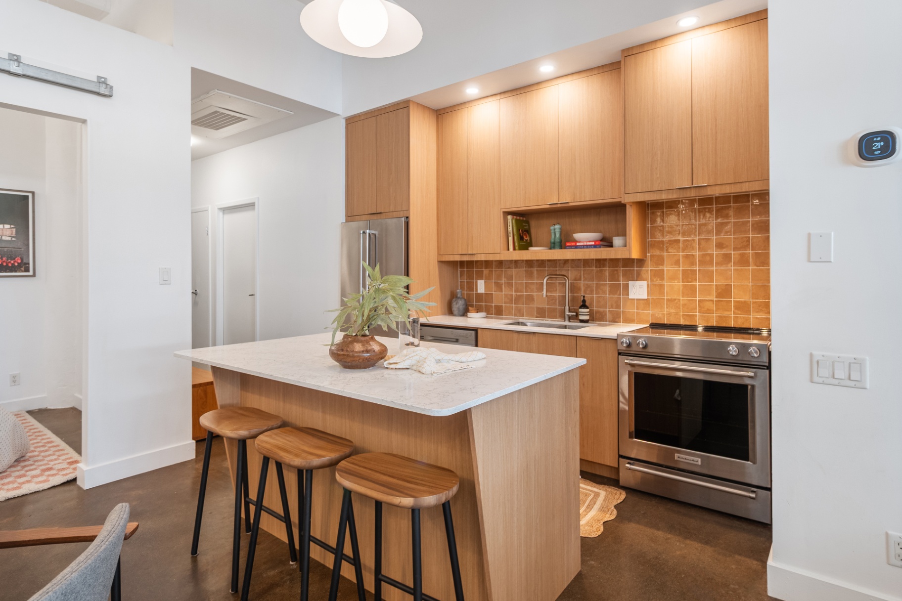 Kitchen with range