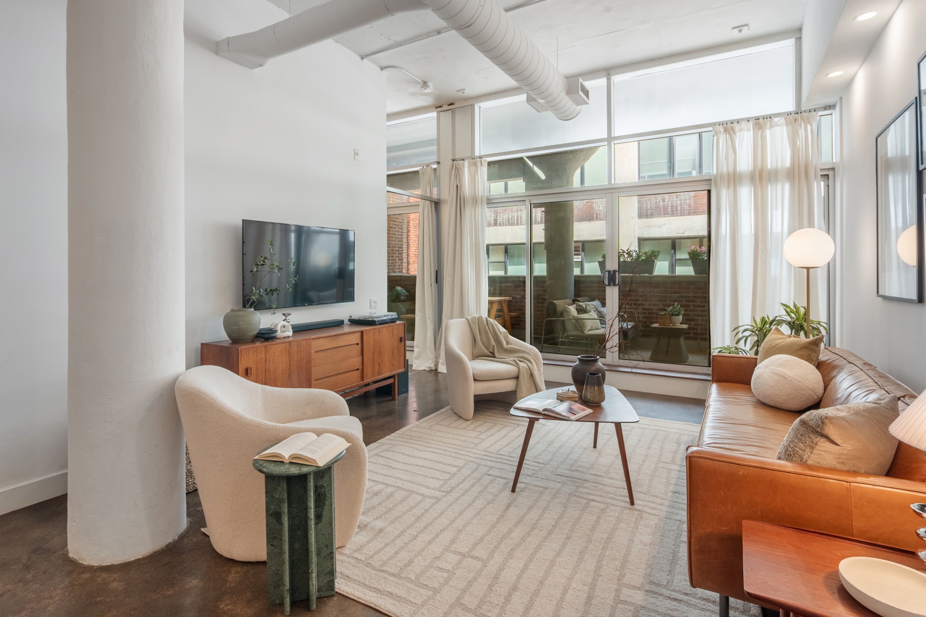 Living room with media console