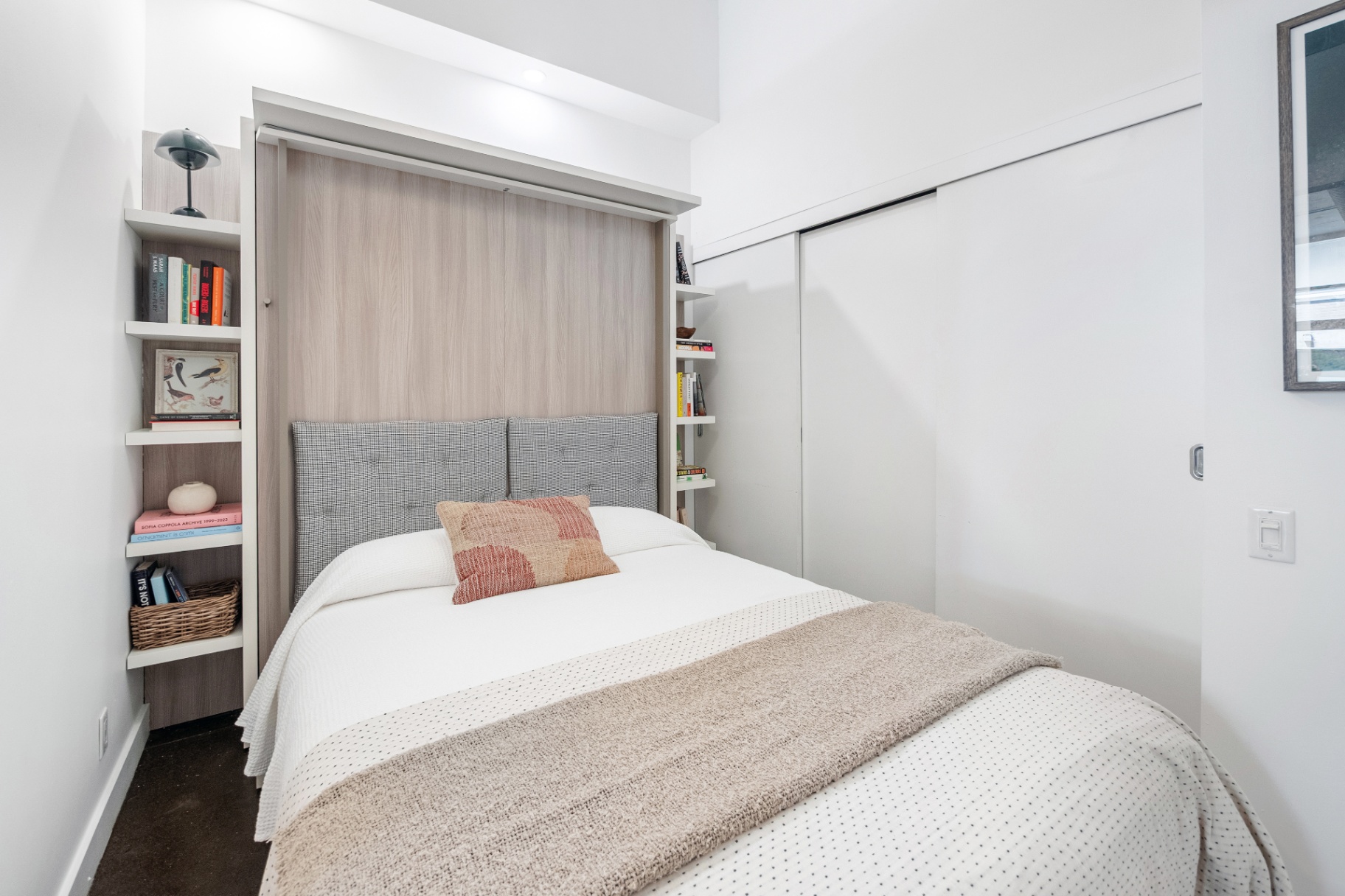 Murphy bed with built-in shelving